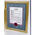 11"x14" Mdf Certificate Frame w/ Marbled Gold Wrap